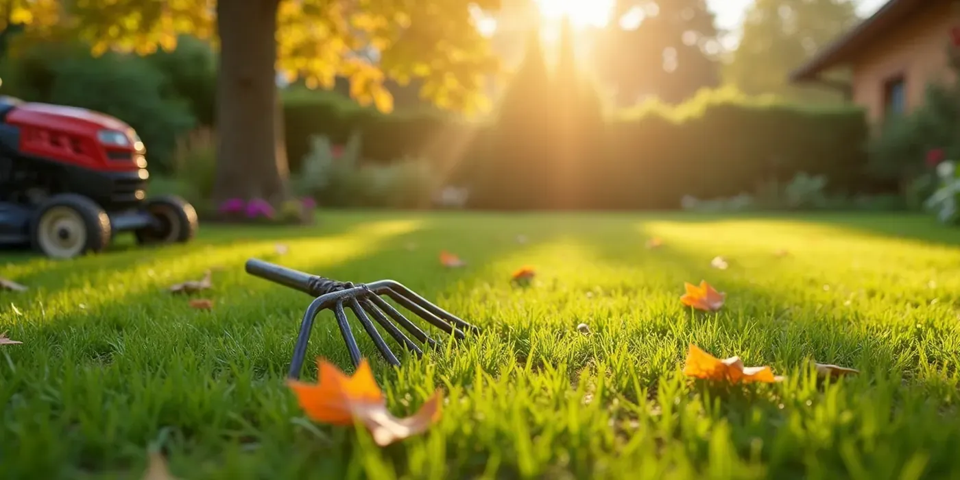 Rasen im Herbst pflegen: Mähen, Düngen und Laub richtig handhaben